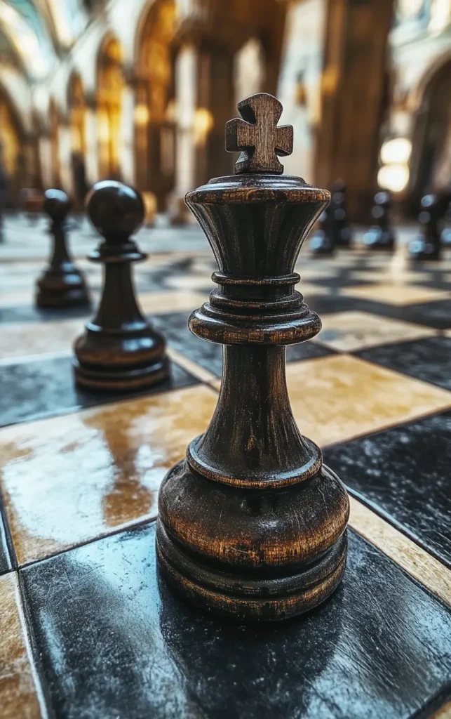 Strategic chess queen piece on a classic board, symbolizing the natural leadership and decision-making skills of Sunday born individuals, Sunday born personality traits